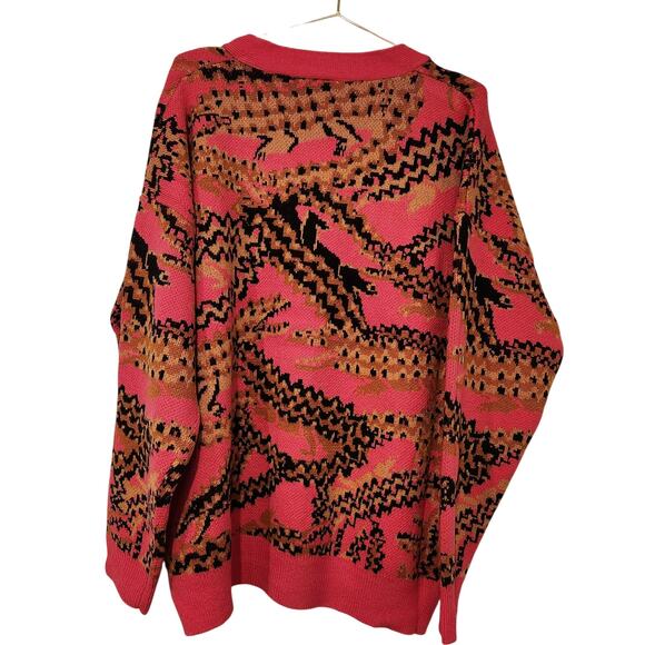 Farm Rio pink oversized croc knit cardigan size medium - Picture 4 of 6